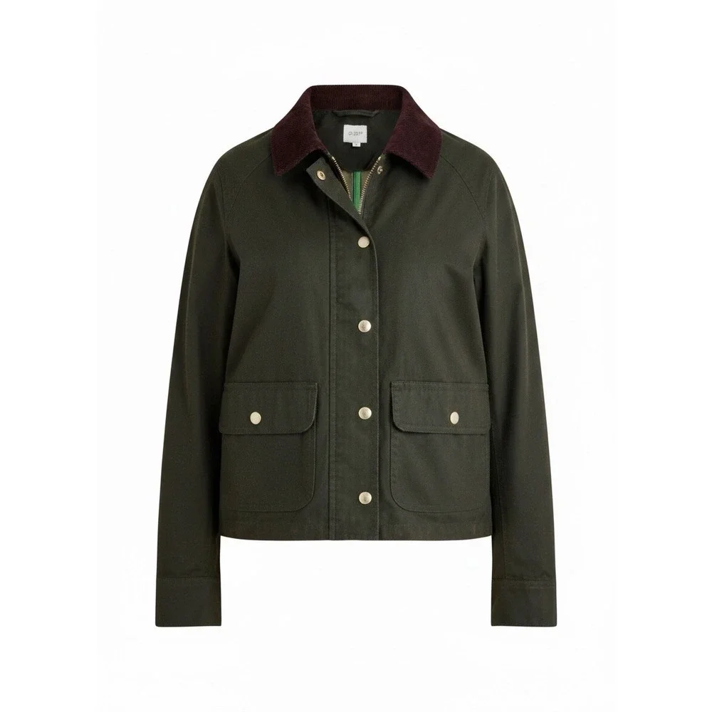 J.Crew Factory Size Large Cropped Olive Green Field Barn Collared Jacket NWOT